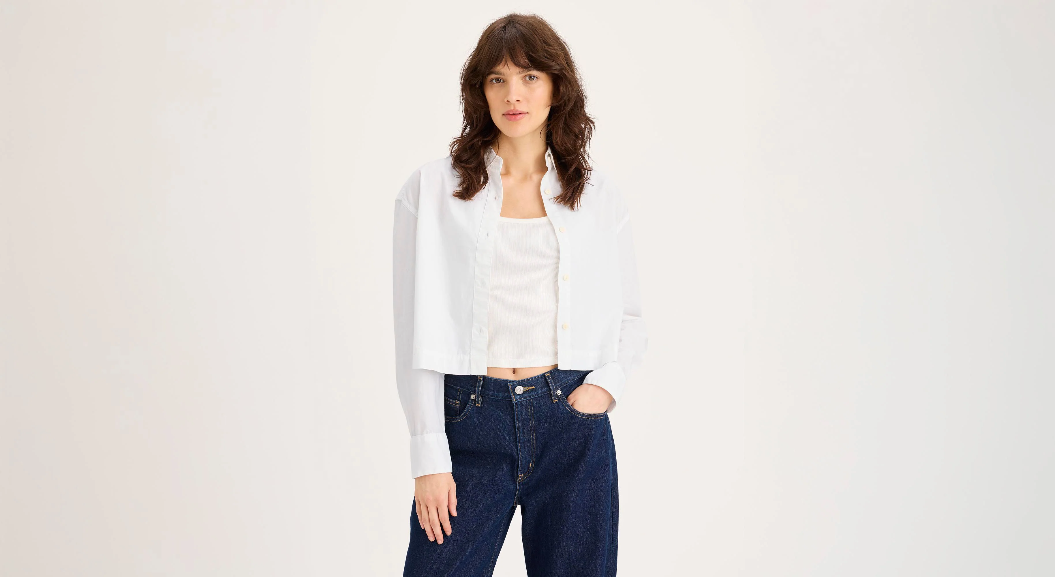 Boxy Cropped Shirt, Relaxed Fit